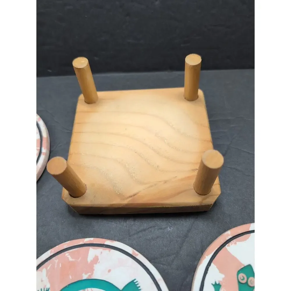 Southwestern Patterned Stone Engraved Coasters‎ (4) In Holder